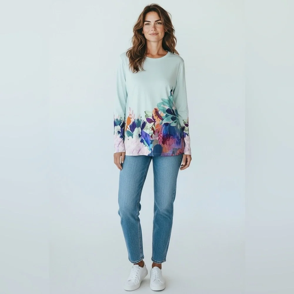 Soft Surroundings Pasaia Floral Long Sleeve Top - Picture 13 of 13